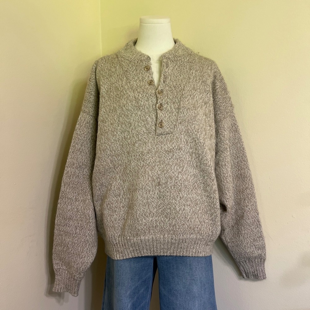 Remington Outdoor Clothing Gore WindStopper Wool Blend Henley Sweater Tan Large